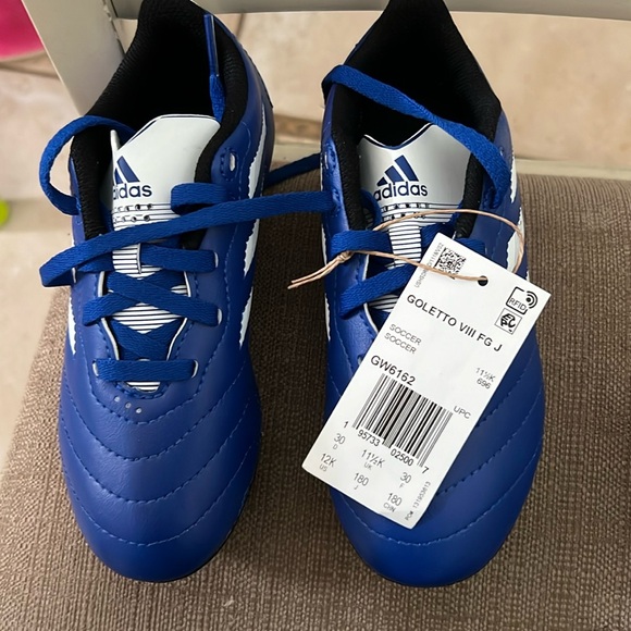 adidas Other - Adidas Little Boys size 12 Blue and White Soccer Cleats New With Tags